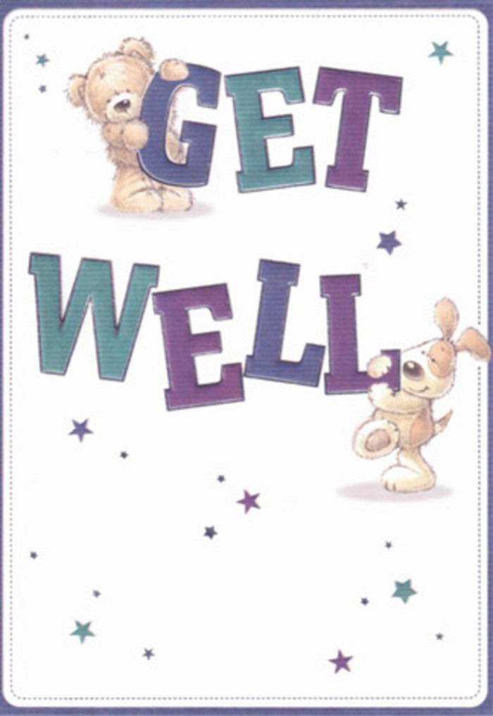 This delightful get well card, alive with gentle humour and playfulness, channels the friendly spirit of Chalk Farm. A bear and a puppy-depicted with brilliant textural detail-sit among a flurry of twinkling stars, their velvety fur and rounded shapes exuding warmth and approachability. Together, they support giant 'Get Well' letters, exuberantly shaded in purple, indigo, and aqua-colours that might mirror the lively bouquets found along Chalk Farm Road or in nearby Camden Market. The background's clean, creamy brightness enhances a sense of fresh hope, reminiscent of a newly opened blossom on a sunny morning near Regent's Park. The composition is tactile and expressive-you can almost feel the plush bear and puppy, inviting comfort through their gentle embrace. As someone with deep roots in Chalk Farm's floral community, I see the same essence here as in a carefully assembled bouquet: every brushstroke and colour thoughtfully layered to soothe and uplift. The card's mood is light and uplifting, a timeless gesture suited for children and adults alike-radiating that much-needed positivity when someone faces illness or recovery. Delivering this card alongside fresh flowers feels like sending a double dose of Chalk Farm's creative spirit and caring ethos.